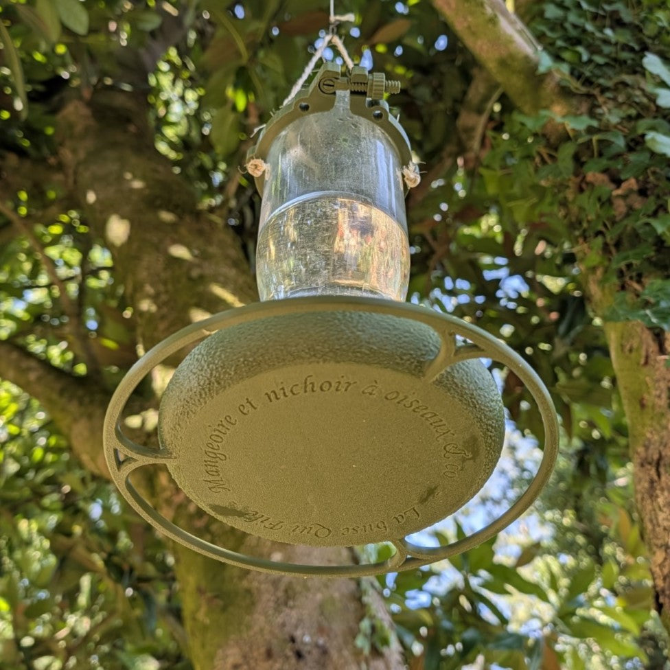 Abreuvoir à oiseaux pour bouteille en verre de jus 1L T048 modèle "L'Atoll" La Buse Qui File