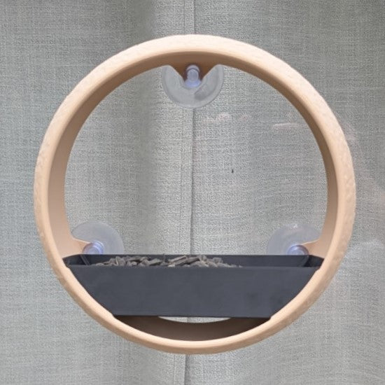 Mangeoire à oiseaux de fenêtre bicolore design moderne modèle "L'Anneau fenêtre"