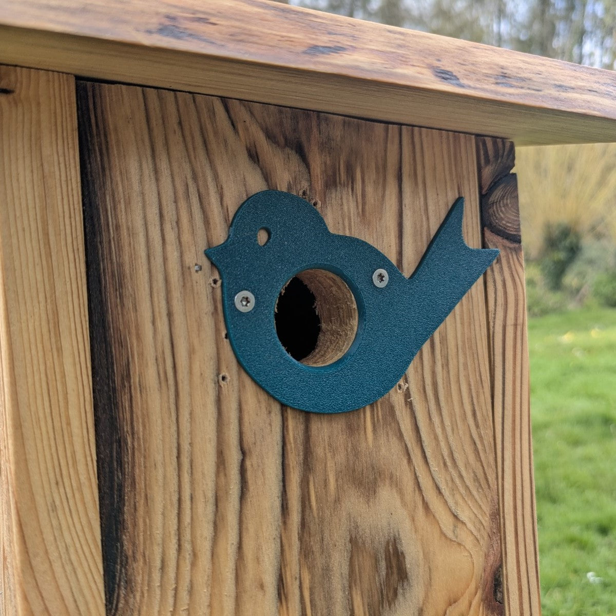 Plaque décorative de protection de trous d'envol pour nichoirs - protection anti prédateurs modèle "L'Oiseau" La Buse Qui File